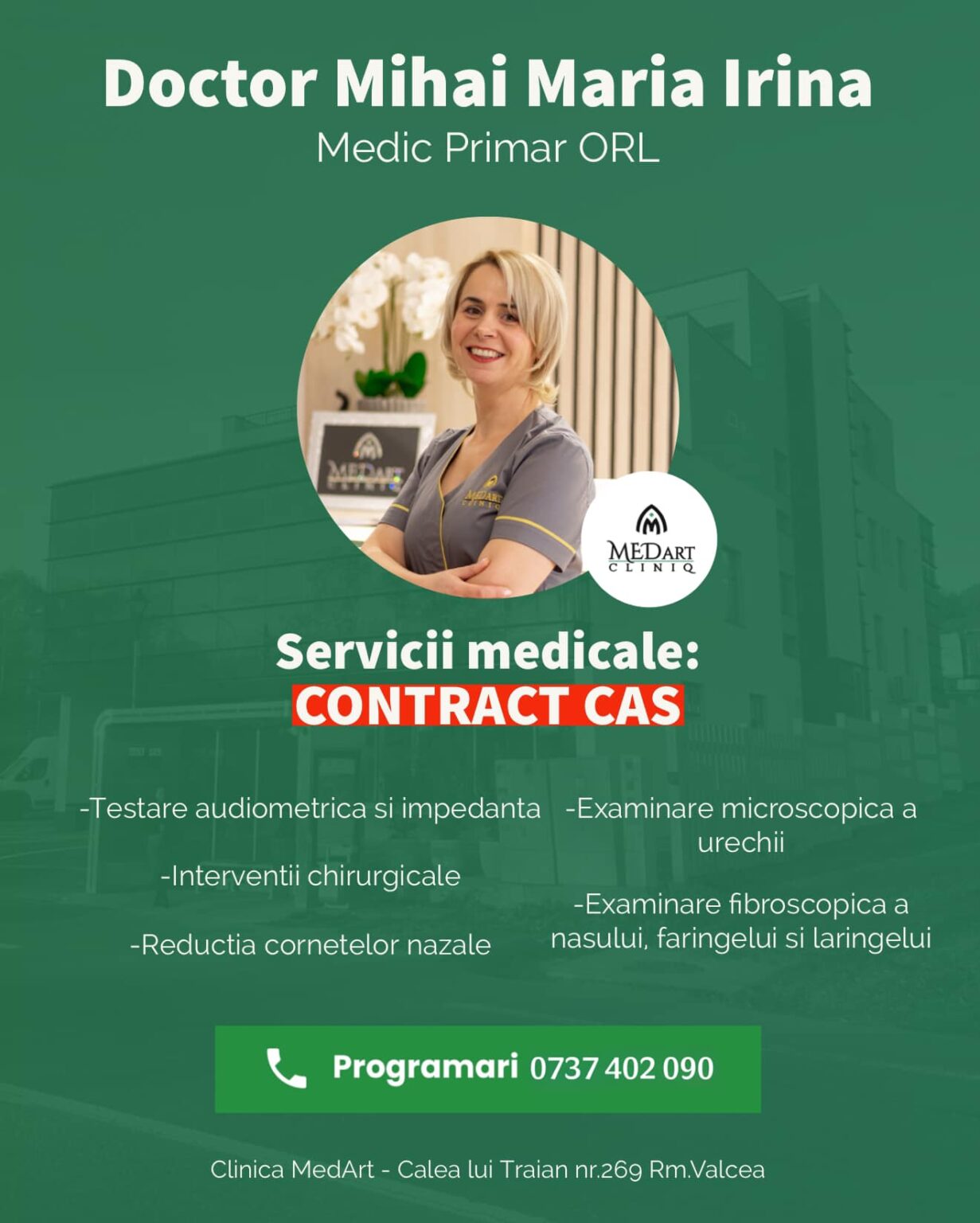 Dr Mihai Maria Irina Medic Primar Orl Clinica Medart Rmvalcea 5524