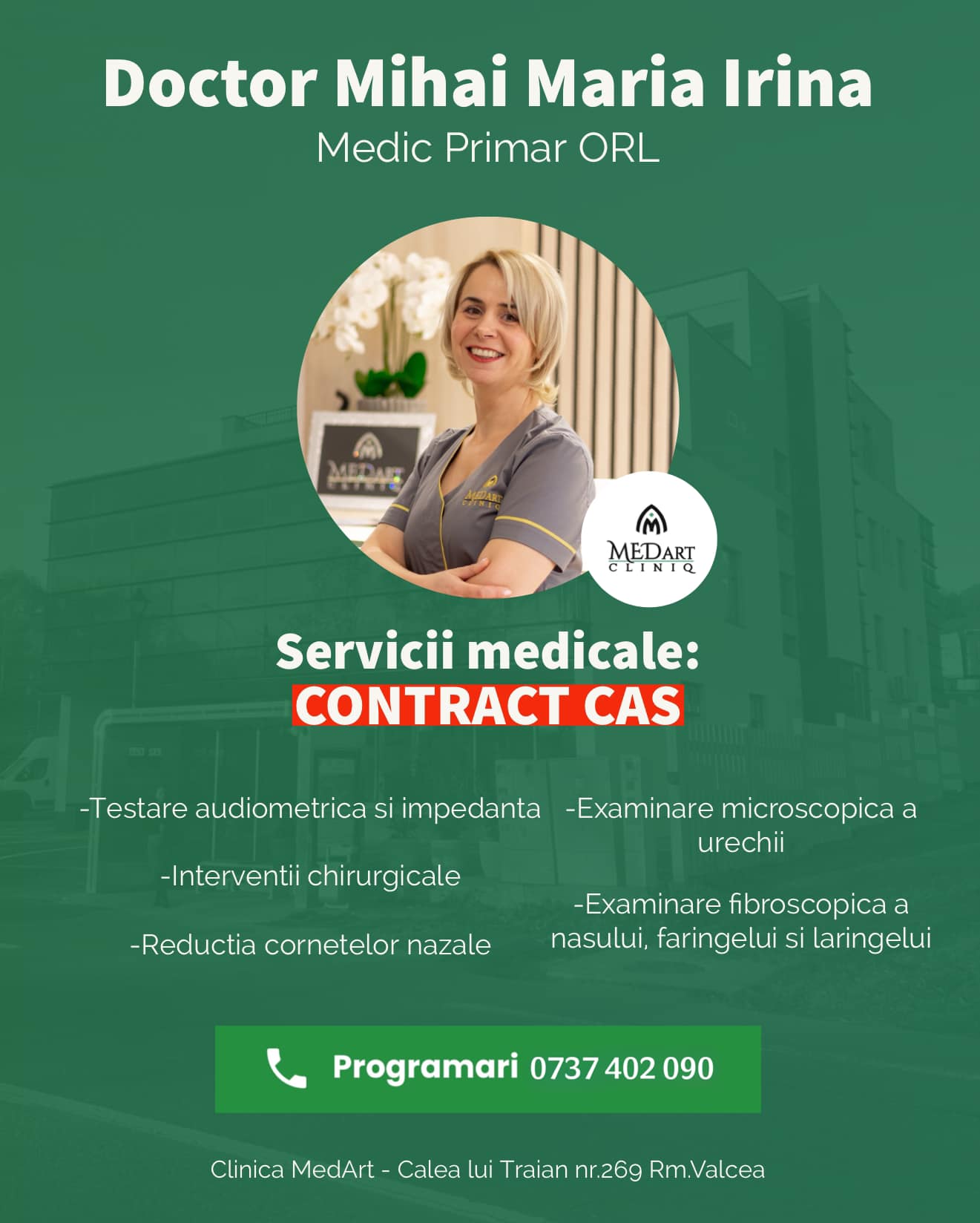 Dr Mihai Maria Irina Medic Primar Orl Clinica Medart Rmvalcea 3232